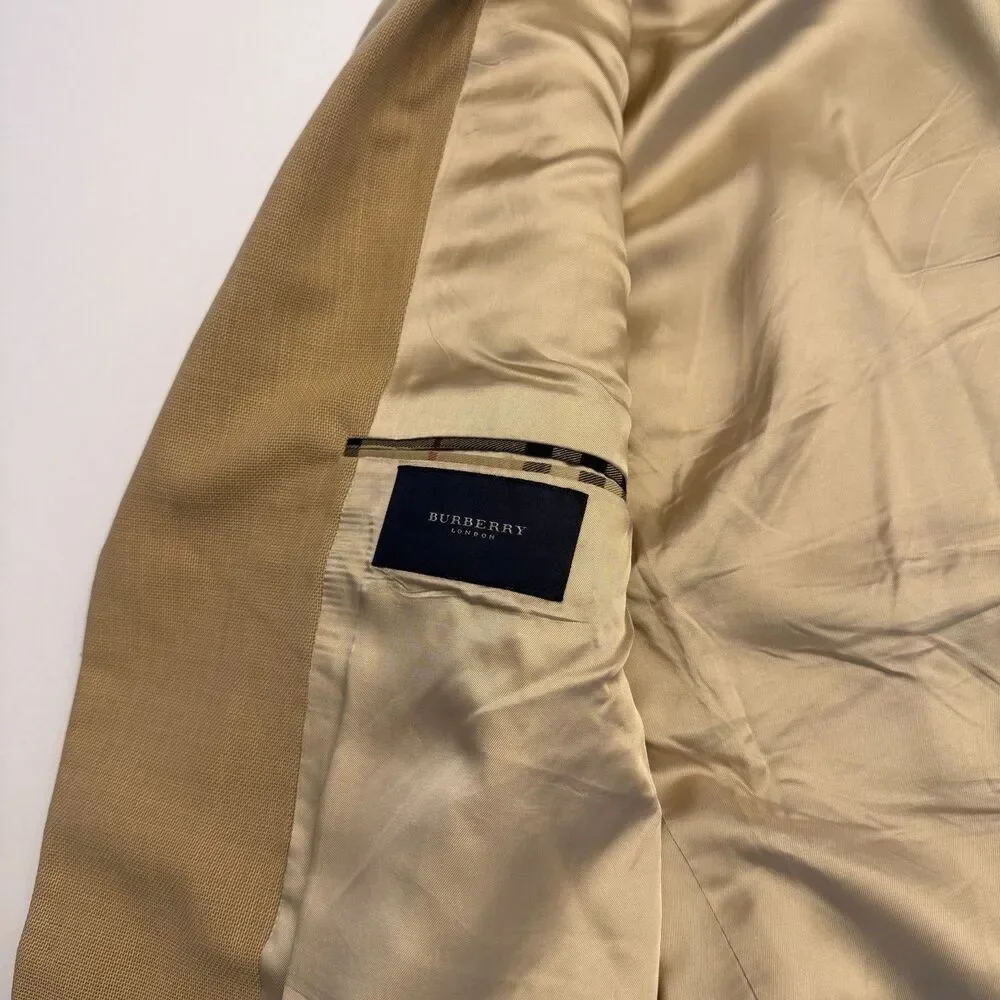 Vintage Burberry London Mens 50S Tan Wool Sport Coat Blazer USA Made